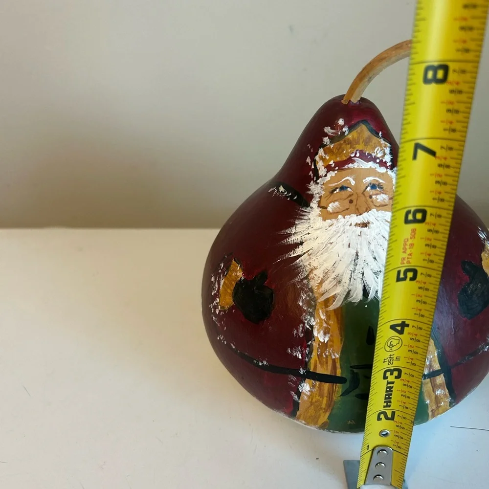 Santa Claus Gourd Hand‎ Painted 8” Christmas Folk Art Primitive Rustic Cin Land